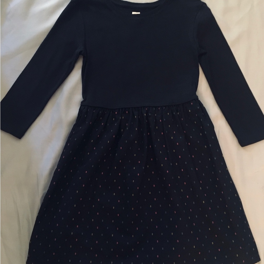 Gap Navy Long-Sleeve Dot Dress 10-12